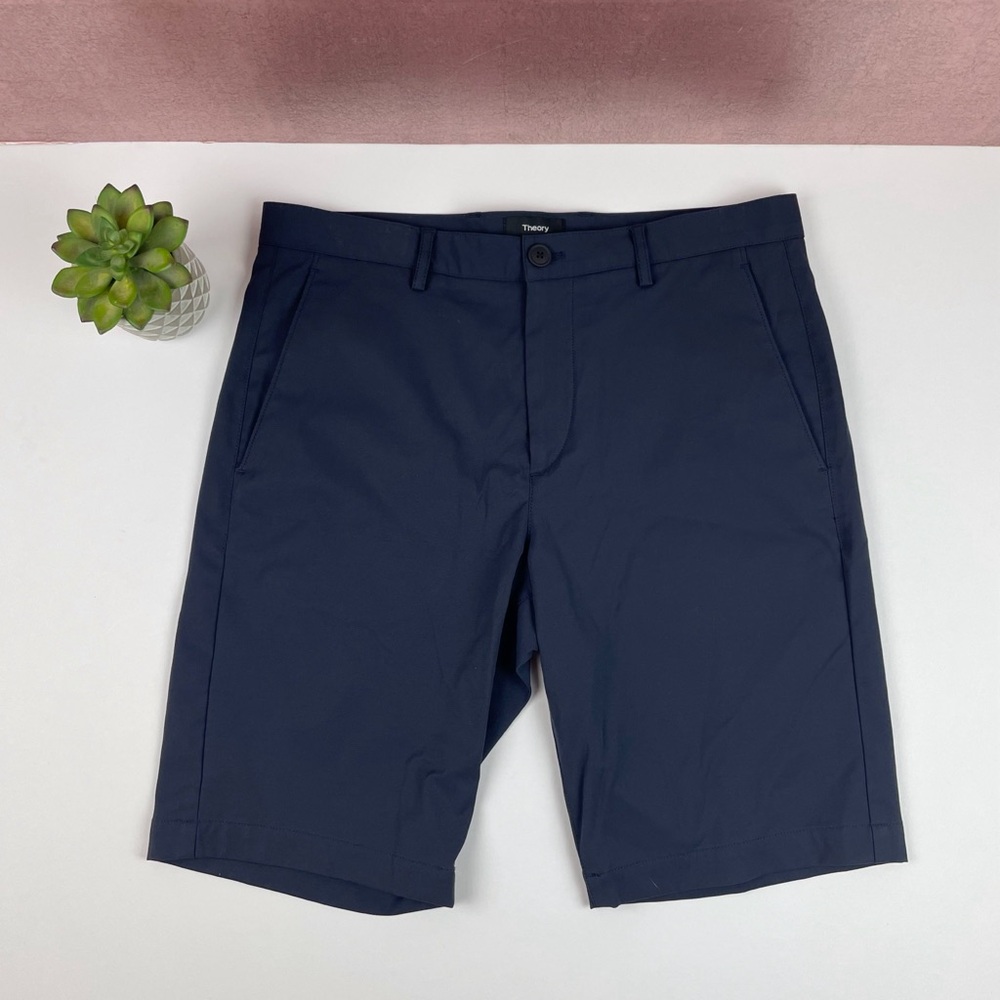 Theory Solid Navy Blue Shorts Women Size 30 Stretch Comfort